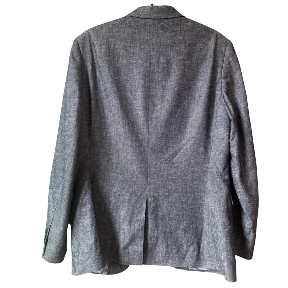 Banana Republic Men's Blue Gray Cotton Linen Blazer Suit Sport Jacket Size 40R